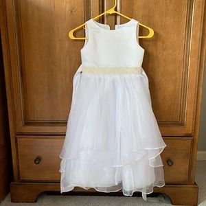 White satin & organza flower girl dress, size 6